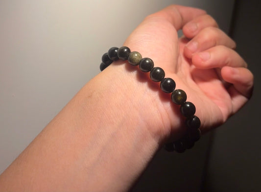 Gold sheen obsidian bracelet