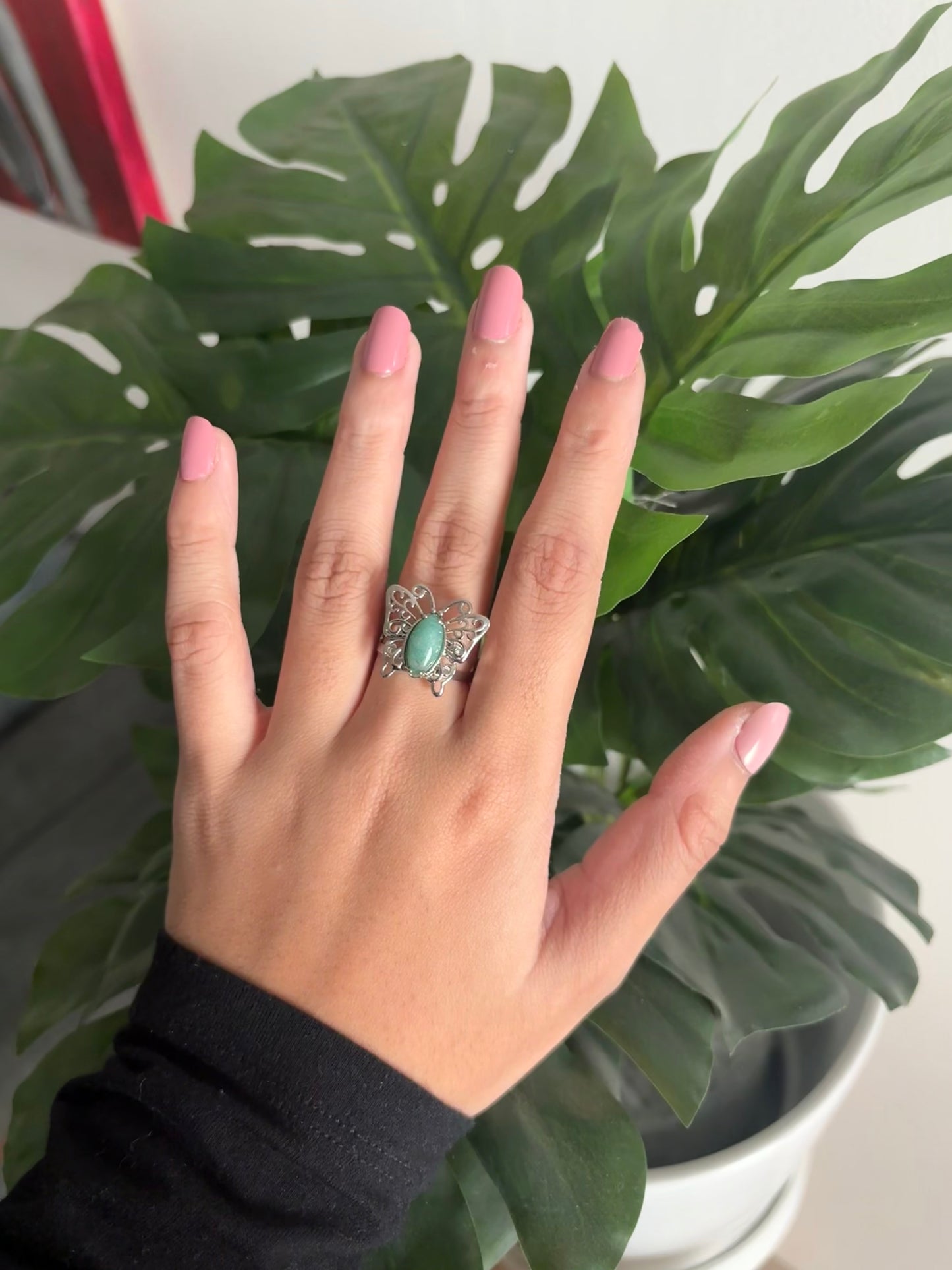 Butterfly shaped crystal rings
