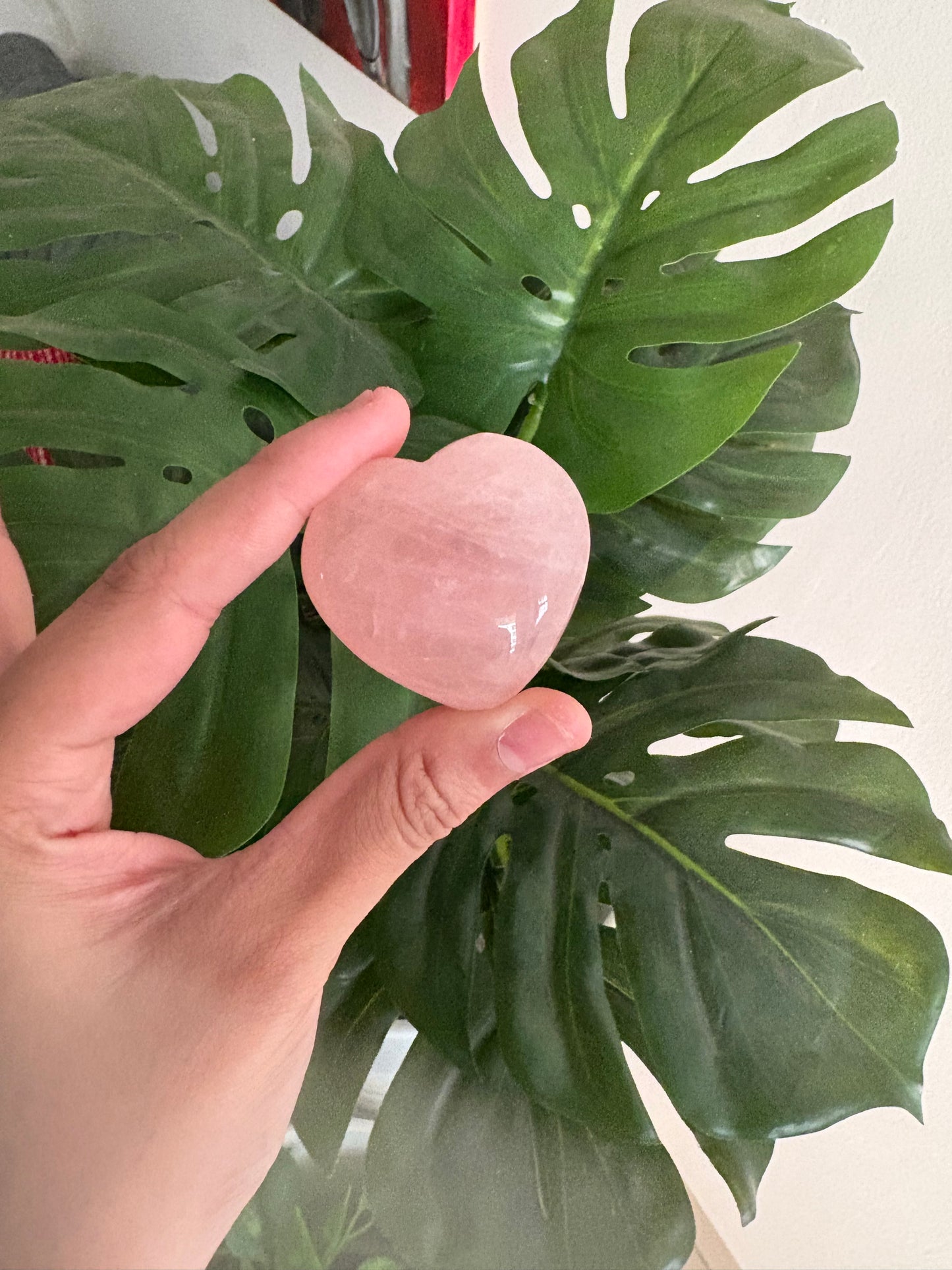 Rose quartz puffy heart
