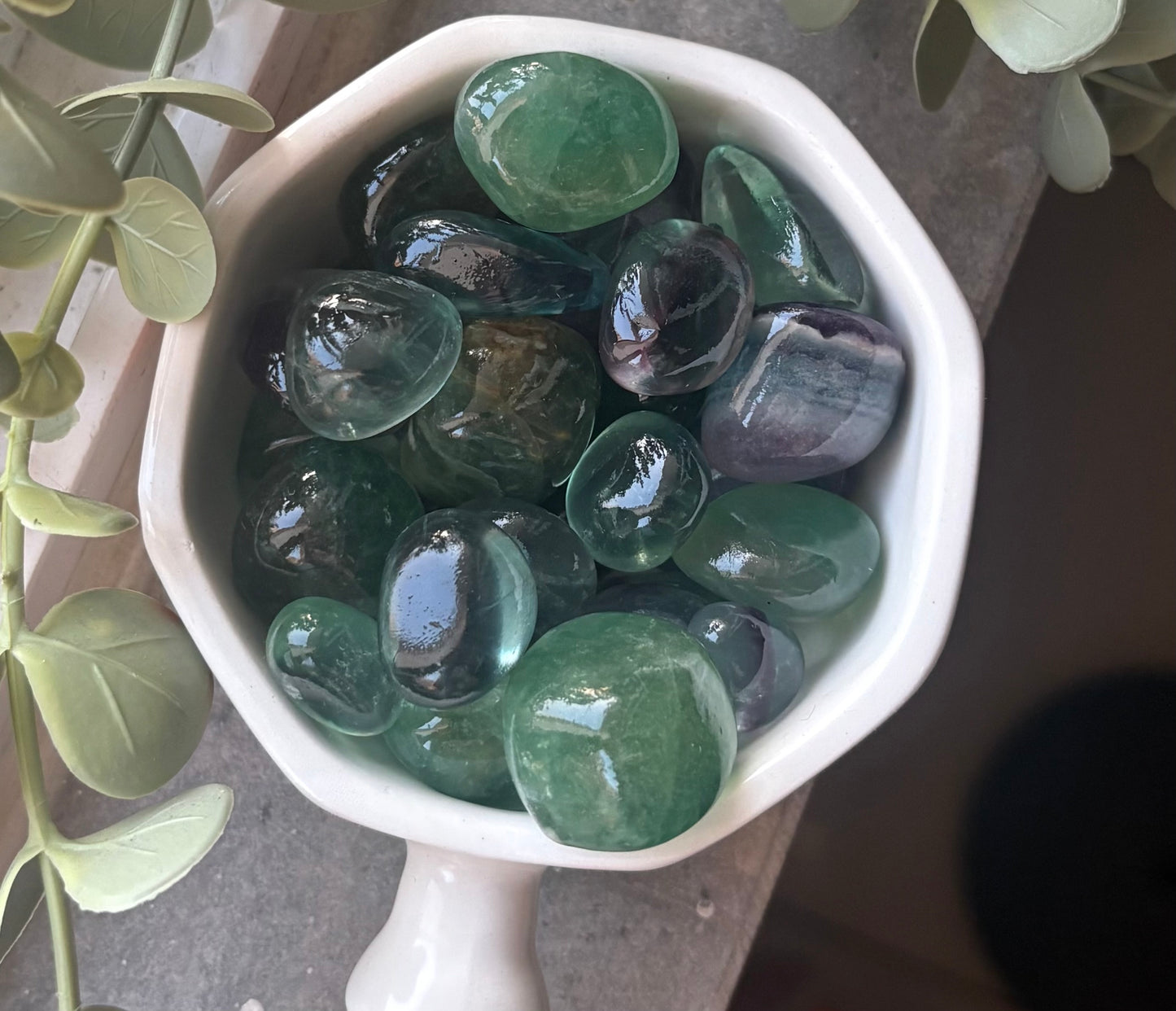 Fluorite tumbles