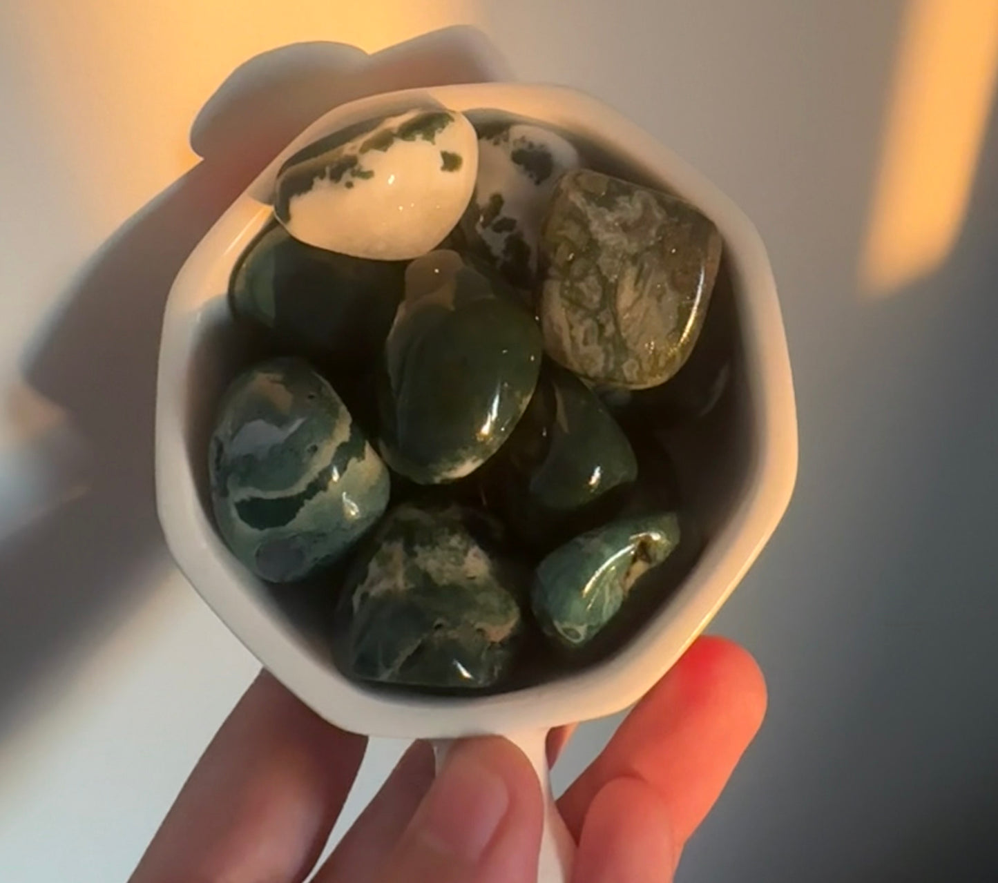 Moss agate tumbles