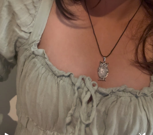 Guardian owl clear quartz pendant