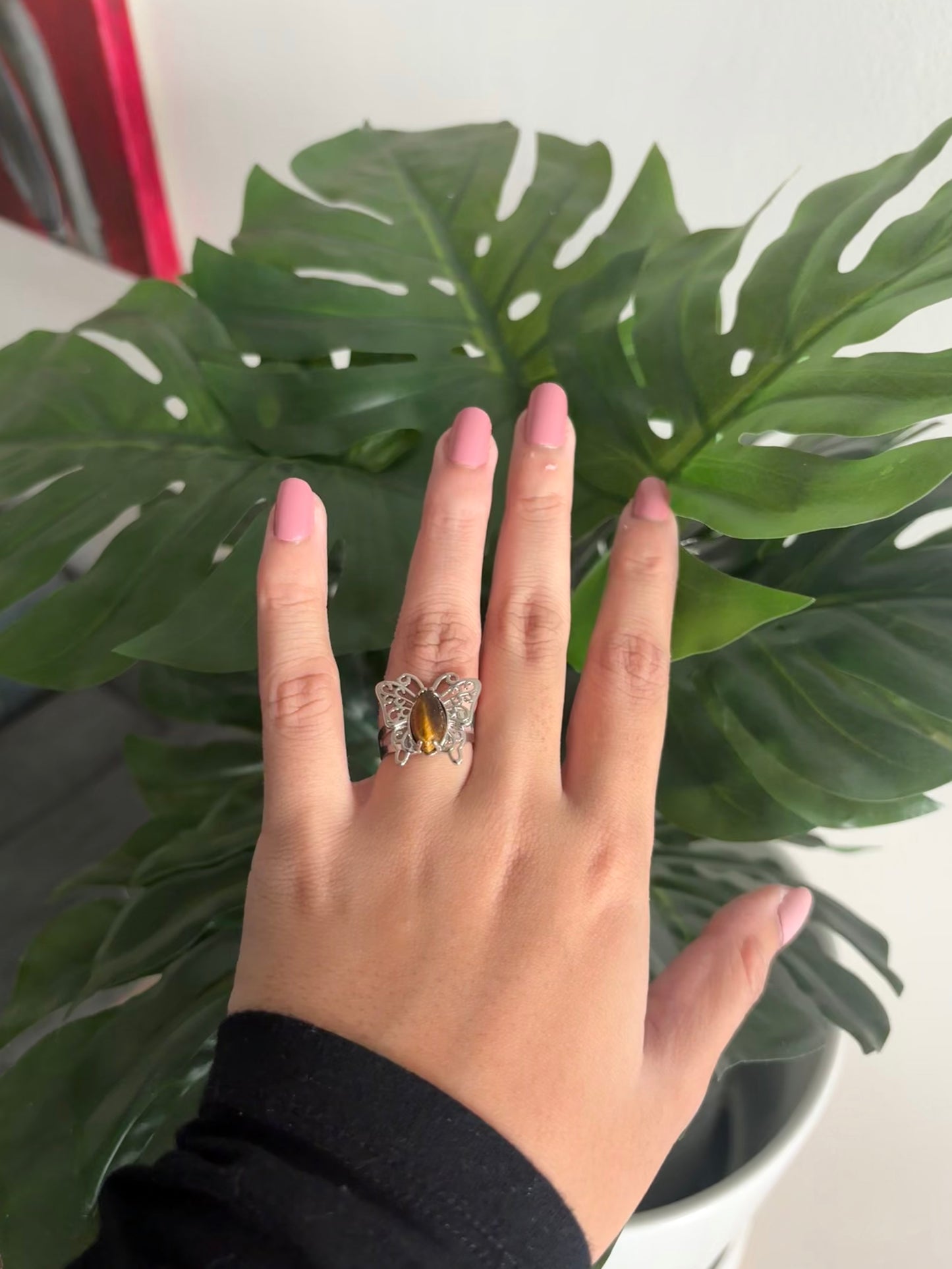 Butterfly shaped crystal rings