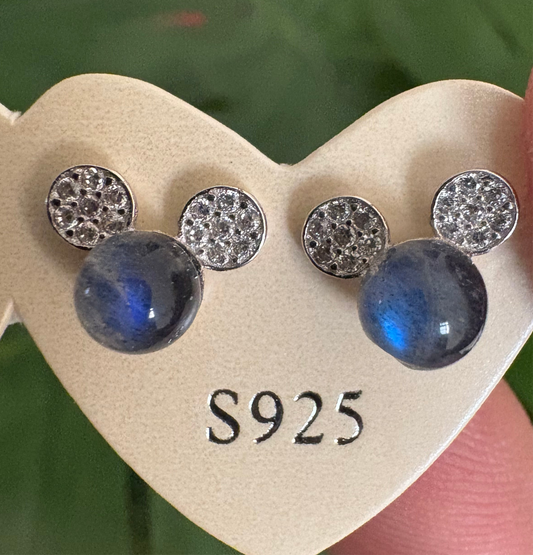 Mickey Mouse labradorite studs