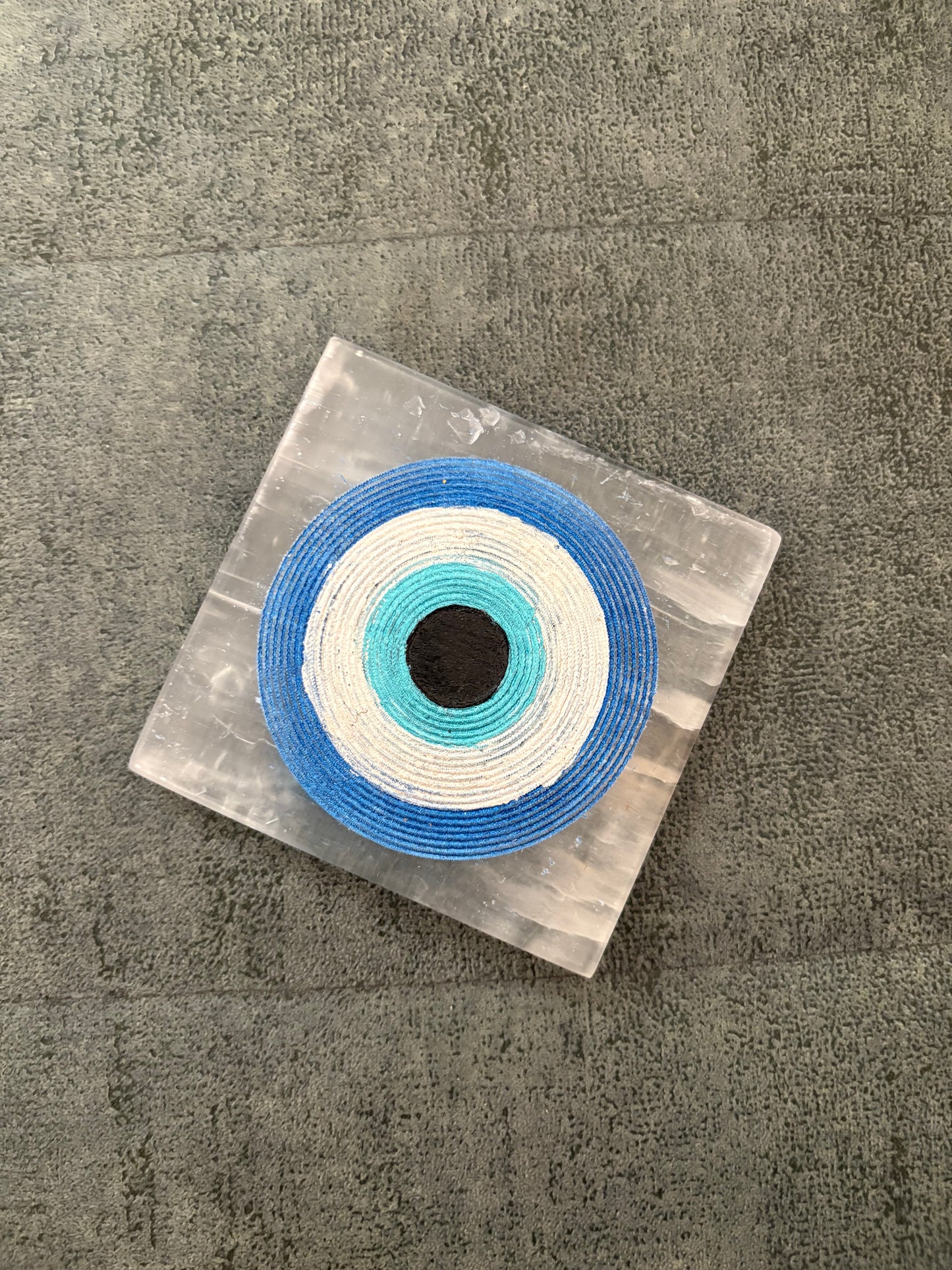 Selenite Evil Eye Plate.