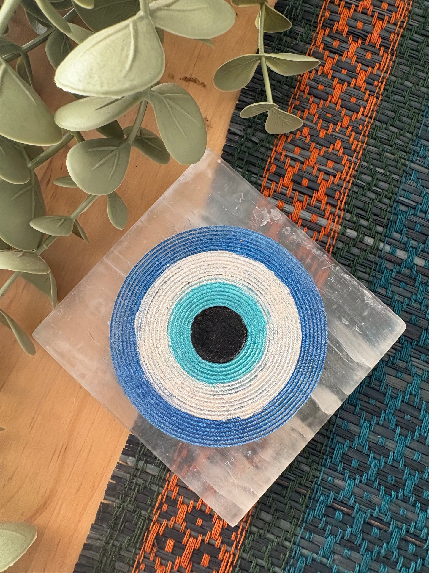 Selenite Evil Eye Plate.